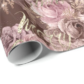 Vrolijk kerstRoos Gold Glitter Script Roos Roze Cadeaupapier (Rol Hoek)