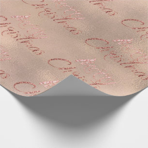 Vrolijk kerstRoos Gold Ivory Burlap Cadeaupapier