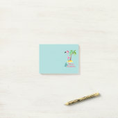 Vrolijk kerstroze flamingo met palmboom post-it® notes (Op bureau)