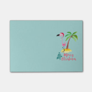Vrolijk kerstroze flamingo met palmboom post-it® notes