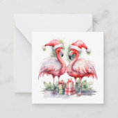 Vrolijk kerstroze flamingo's notitiekaartje (Voorkant)