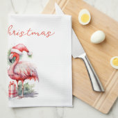Vrolijk kerstroze flamingo's theedoek (Quarter Fold)