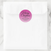Vrolijk kerstroze glitter ombre Envelope Seal Ronde Sticker (Tas)