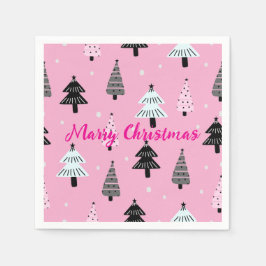 Vrolijk kerstroze kerstdecoratie servet