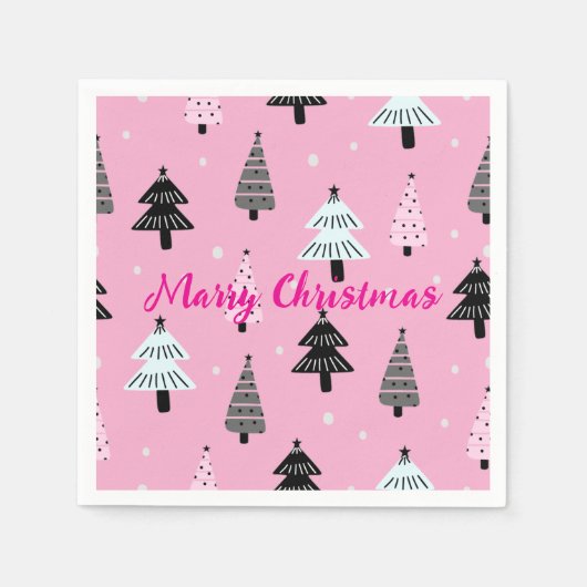 Vrolijk kerstroze kerstdecoratie servet (Voorkant)