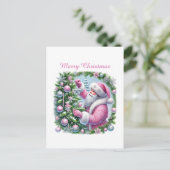 Vrolijk kerstroze kerstman feestdagenkaart (Staand voorkant)
