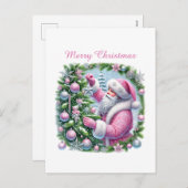 Vrolijk kerstroze kerstman feestdagenkaart (Voorkant / Achterkant)