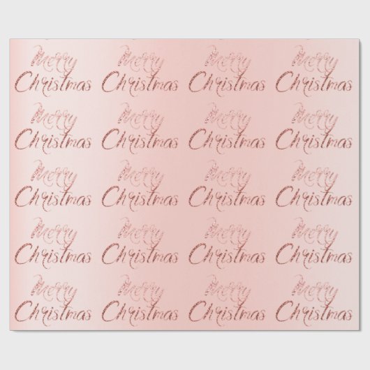Vrolijk kerstroze roze roodbruin glitter Blush Scr Cadeaupapier (Vlak)