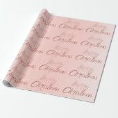 Vrolijk kerstroze roze roodbruin glitter Blush Scr Cadeaupapier (Uitgerold)
