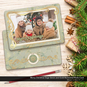 Vrolijk Kerstsalie Groen & Goud Fotokaart Feestdagenkaart