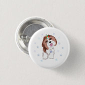 Vrolijk kerstschip Tzu met Snowflake Sleutelhanger Ronde Button 3,2 Cm (Voorkant /achterkant)