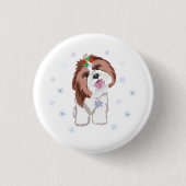 Vrolijk kerstschip Tzu met Snowflake Sleutelhanger Ronde Button 3,2 Cm (Voorkant)