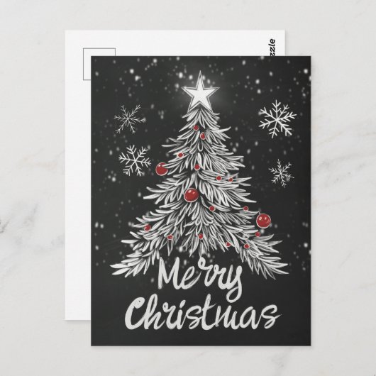 Vrolijk kerstschoolbord rustieke huisdecoratie briefkaart (Voorkant / Achterkant)