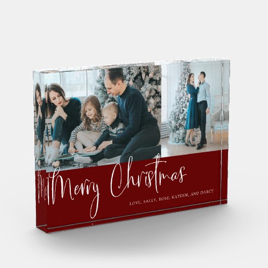 Vrolijk kerstscript 2 Foto Collage Holiday Red (Links)