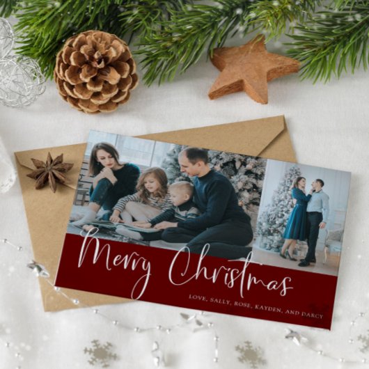 Vrolijk kerstscript 2 Foto Collage Holiday Red