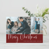 Vrolijk kerstscript 2 Foto Collage Holiday Red (Staand voorkant)