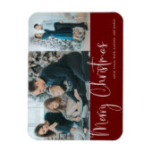 Vrolijk kerstscript 2 Foto Collage Holiday Red Magneet (Verticaal)