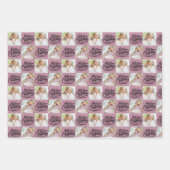 Vrolijk kerstscript 6 Foto Gold Red Roze Inpakpapier Vel (Voorkant 3)