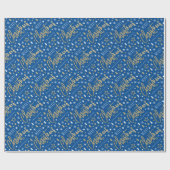 Vrolijk Kerstscript Aangepaste naam Blue Faux Gold Cadeaupapier (Vlak)