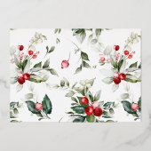 Vrolijk kerstscript Berry laat fotocollage Folie Feestdagenkaart (Achterkant)