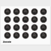 Vrolijk Kerstscript Bord Roze & Zwarte Naam Ronde Sticker (Vel)