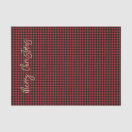 Vrolijk kerstscript Buffalo Plaid Rood Zwart Tissuepapier