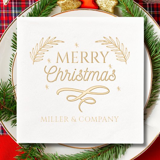 Vrolijk kerstscript Corporate Personalized Folie Servetten