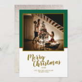 Vrolijk kerstscript Custom White Wood Feestdagenkaart (Voorkant / Achterkant)