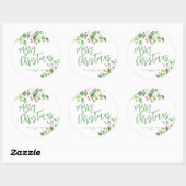 Vrolijk kerstscript eenvoudig modern elegant ronde sticker (Vel)