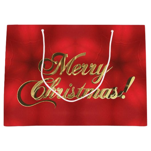 Vrolijk kerstscript Faux Gold Foil Elegant Red Groot Cadeauzakje (Voorkant)