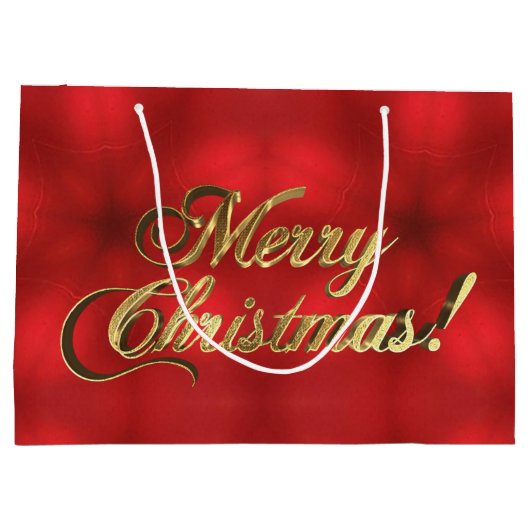 Vrolijk kerstscript Faux Gold Foil Elegant Red Groot Cadeauzakje (Achterkant)