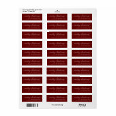 vrolijk kerstscript | feestelijk donkerrood adres etiket (Full Sheet)