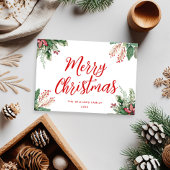 Vrolijk kerstscript Floral Feestdagenkaart