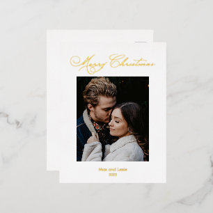 Vrolijk kerstscript Folie legant Folie Feestdagen Briefkaart