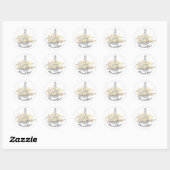 Vrolijk kerstscript: Gold Grey White Ronde Sticker (Vel)