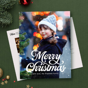 Vrolijk kerstscript klassieke twee foto's feestdagenkaart