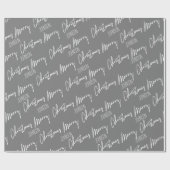 Vrolijk kerstscript met de naam Nordic Cousy Grey Cadeaupapier (Vlak)
