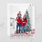 Vrolijk kerstscript met dennen & bessen foto briefkaart (Voorkant / Achterkant)