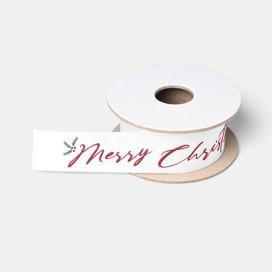 Vrolijk kerstscript met dennen & bessen ontwerp lint (Spoel)