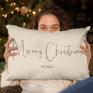 Vrolijk kerstscript   Minimalistisch kerstfeest Kussen