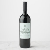 Vrolijk kerstscript Mint Green Holiday Wine Wijn Etiket (Voorkant)