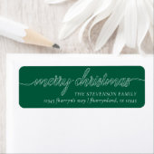 Vrolijk kerstscript | Modern groen adres Etiket (Insitu)