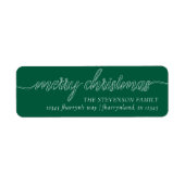 Vrolijk kerstscript | Modern groen adres Etiket (Voorkant)