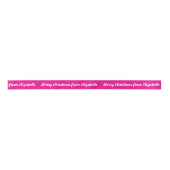 Vrolijk kerstscript & naam Hot Pink and White Lint (Voorkant)