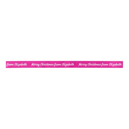 Vrolijk kerstscript & naam Hot Pink and White Lint (Voorkant)