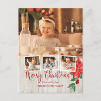 Vrolijk kerstscript, Poinsettia, Rustic 4-foto