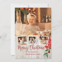 Vrolijk kerstscript, Poinsettia, Rustic 4-foto