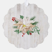 Vrolijk kerstscript, Poinsettia, Rustic 4-foto Ornament Kaart (Achterkant)