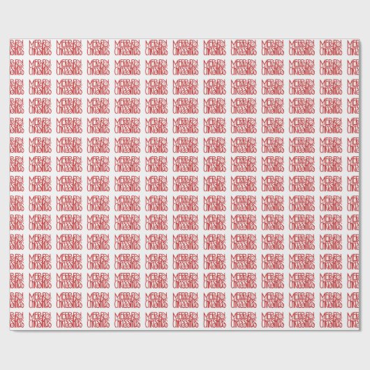 Vrolijk kerstscript Red White Holiday Cadeaupapier (Vlak)