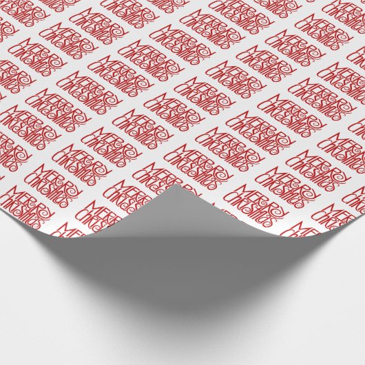 Vrolijk kerstscript Red White Holiday Cadeaupapier (Hoek)